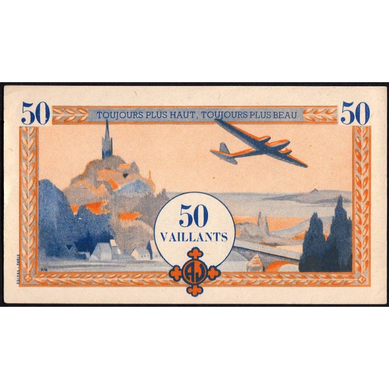 Billet de 50 vaillants - 4ème série  - Type B - 1943/1948 - Etat : SUP