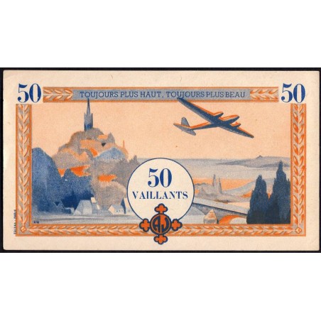 Billet de 50 vaillants - 4ème série  - Type B - 1943/1948 - Etat : SUP