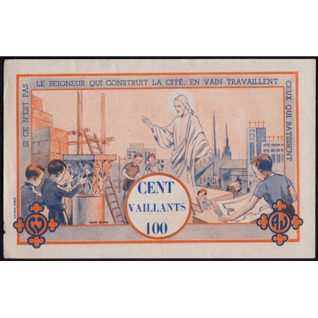 Billet de 100 vaillants - 4ème série  - Type B - 1943/1948 - Etat : SUP