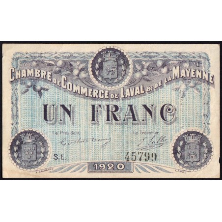 Laval (Mayenne) - Pirot 67-5 - 1 franc - Série E - 1920 - Etat : TB+