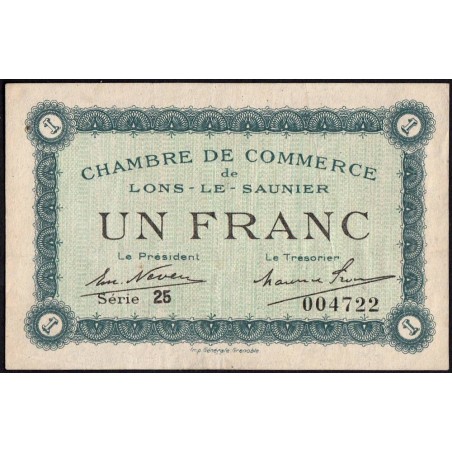 Lons-le-Saunier - Pirot 74-18b - 1 franc - Série 25 - Sans date - Etat : TTB