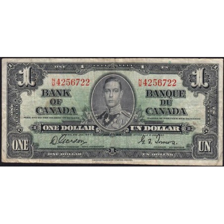 Canada - Pick 58d - 1 dollar - Série N/M - 02/01/1937 (1945) - Etat : TB