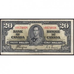 Canada - Pick 62c - 20 dollars - Série L/E - 02/01/1937 (1950) - Etat : TB+