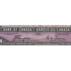 Canada - Pick 69a - 10 dollars - Série A/D - 1954 - Etat : TB-