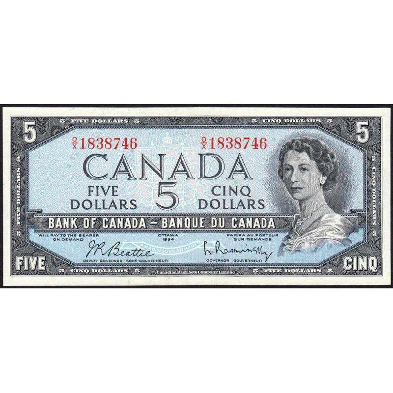 Canada - Pick 77b - 5 dollars - Série O/X - 1954 (1961) - Etat : SPL+