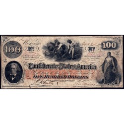 Etats Conf. d'Amérique - Pick 45 - 100 dollars - Lettre X - 20/11/1862 - Etat : TB