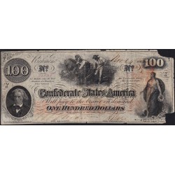 Etats Conf. d'Amérique - Pick 45 - 100 dollars - Lettre Y - 20/11/1862 - Etat : AB