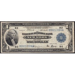 Etats Unis - Pick 371_B3 - 1 dollar - Série B A - 1918 - New York - Etat : TB