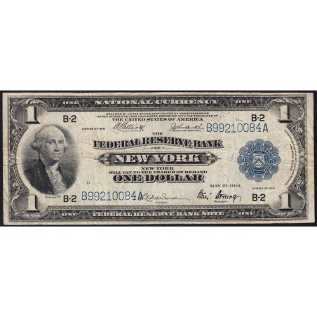 Etats Unis - Pick 371_B3 - 1 dollar - Série B A - 1918 - New York - Etat : TB