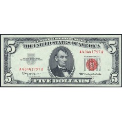 Etats Unis d'Amérique - Pick 383 - 5 dollars - Série A A - 1963 - Etat : NEUF