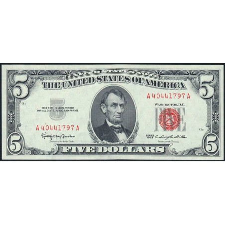 Etats Unis - Pick 383 - 5 dollars - Série A A - 1963 - Etat : NEUF