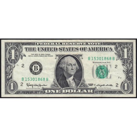 Etats Unis - Pick 443a - 1 dollar - Série B B - 1963 - New York - Etat : TTB
