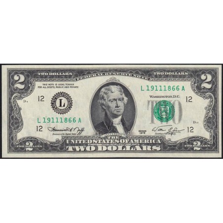 Etats Unis - Pick 461 - 2 dollars - Série L A - 1976 - San Francisco - Etat : NEUF