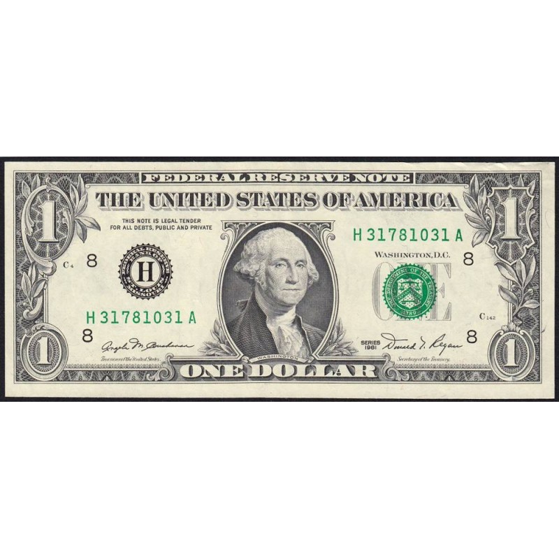 Etats Unis - Pick 468a - 1 dollar - Série H A - 1981 - Saint Louis - Etat : SPL