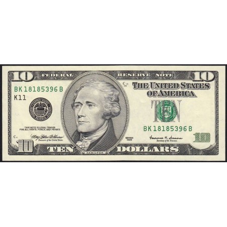 Etats Unis - Pick 506_2 - 10 dollars - Série BK B - 1999 - Dallas - Etat : SPL+