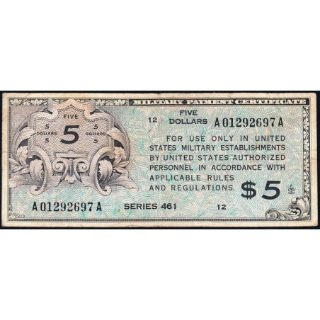 Etats Unis - Militaire - Pick M6 - 5 dollars - Séries 461 - 16/09/1946 - Etat : TB