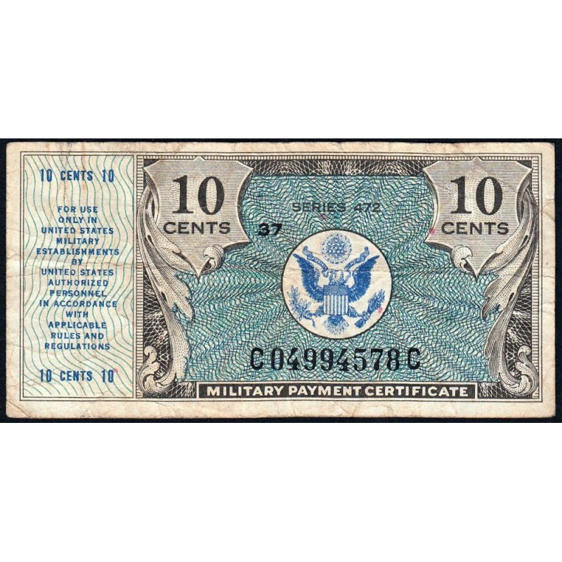 Etats Unis - Militaire - Pick M16 - 10 cents - Séries 472 - 22/03/1948 - Etat : TB