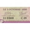 Guinée - Pick 7 - 100 francs - Série C 09 - 02/10/1958 - Etat : TTB
