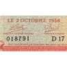 Guinée - Pick 8 - 500 francs - Série D 17 - 02/10/1958 - Etat : TTB-