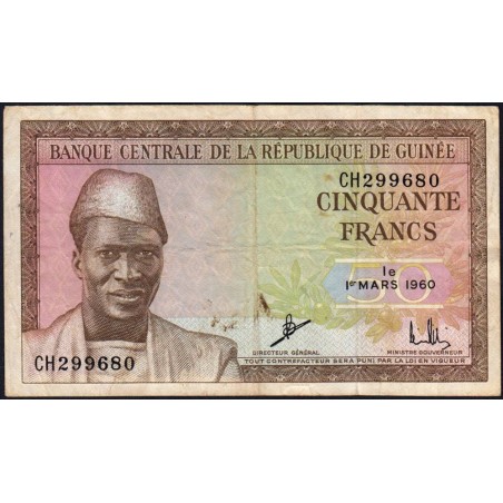 Guinée - Pick 12a_2 - 50 francs - Série CH - 01/03/1960 - Etat : TB+