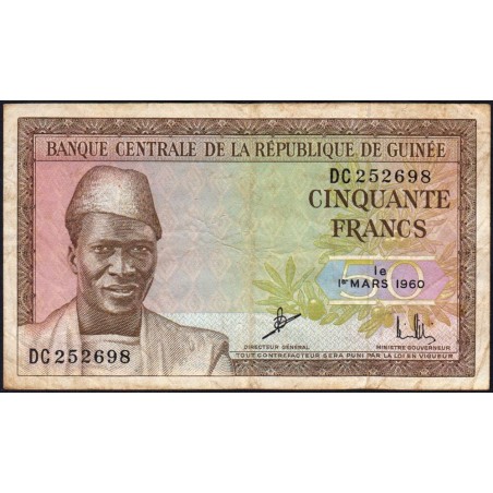 Guinée - Pick 12a_2 - 50 francs - Série DC - 01/03/1960 - Etat : TB+