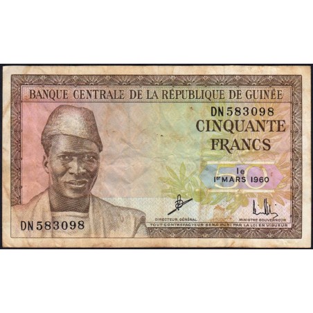 Guinée - Pick 12a_2 - 50 francs - Série DN - 01/03/1960 - Etat : TB+