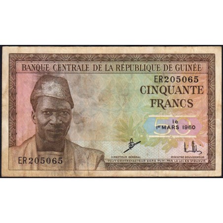 Guinée - Pick 12a_2 - 50 francs - Série ER - 01/03/1960 - Etat : TB