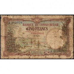 Congo Belge - Pick 8d_1 - 5 francs - Série A - 04/12/1924 - Etat : B-