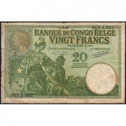 Congo Belge - Pick 10f_1 - 20 francs - Série 063.A - 01/02/1929 - Etat : TB-