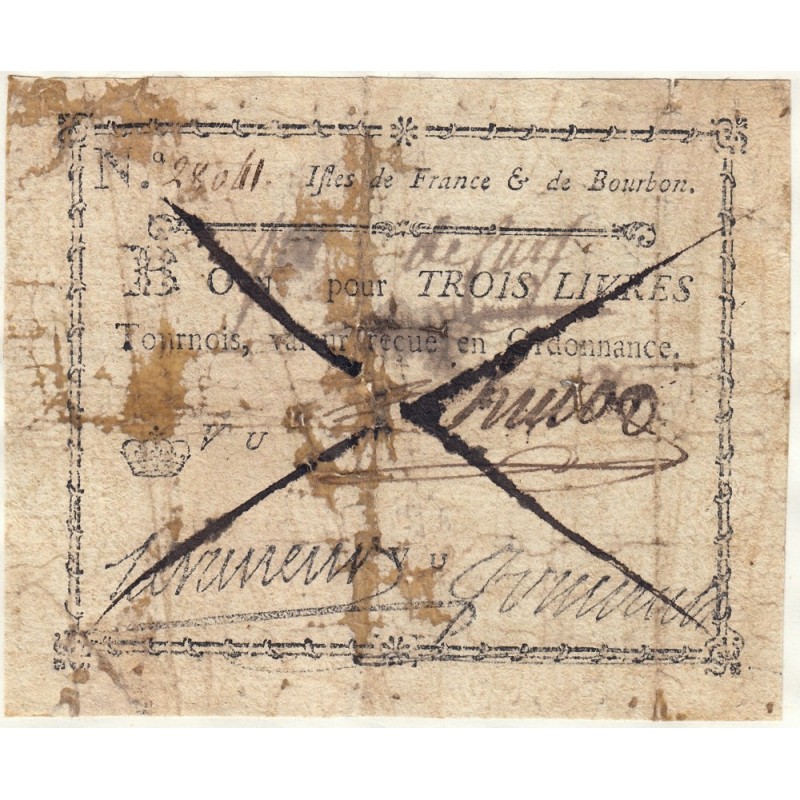 Isles de France et Bourbon - Kolsky 522 - 3 livres tournois - 1776 - Etat : TB