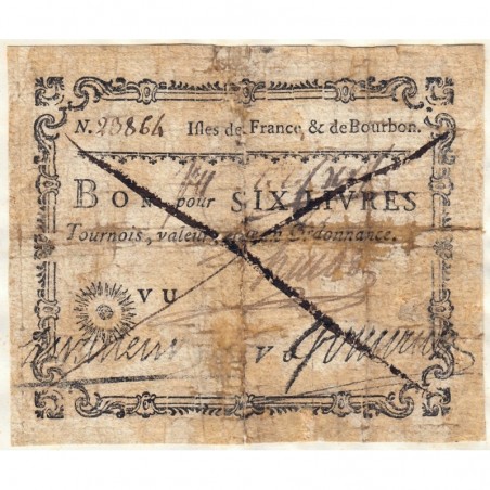 Isles de France et Bourbon - Kolsky 523 - 6 livres tournois - 1776 - Etat : TB+