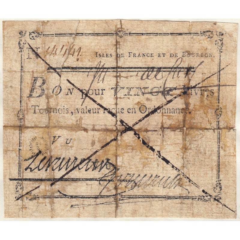 Isles de France et Bourbon - Kolsky 528 - 20 livres tournois - 1776 - Etat : TB+