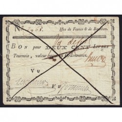 Isles de France & de Bourbon - Kolsky 532 - 200 livres tournois - 1776 - Etat : TTB