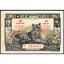 Congo Belge - Loterie - 1946 - 14e tranche - 1/10ème - Etat : SUP