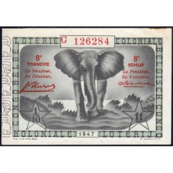 Congo Belge - Loterie - 1947 - 8e tranche - 1/10ème - Etat : SUP+