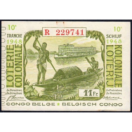 Congo Belge - Loterie - 1948 - 10e tranche - 1/10ème - Etat : SPL+