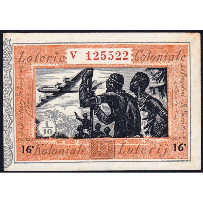 Congo Belge - Loterie - 1948 - 16e tranche - 1/10ème - Etat : SUP