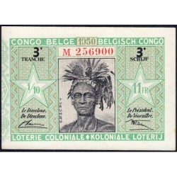 Congo Belge - Loterie - 1950 - 3e tranche - 1/10ème - Etat : SUP