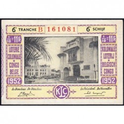 Congo Belge - Loterie - 1952 - 6e tranche - 1/10ème - Etat : TTB+
