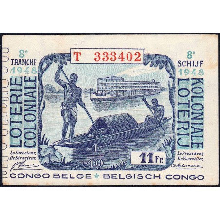 Congo Belge - Loterie - 1948 - 8e tranche - 1/10ème - Etat : SPL+