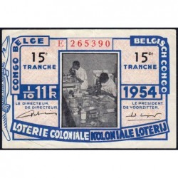Congo Belge - Loterie - 1954 - 15e tranche - 1/10ème - Etat : TTB