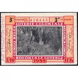 Congo Belge - Loterie - 1955 - 3e tranche - 1/10ème - Etat : TTB+