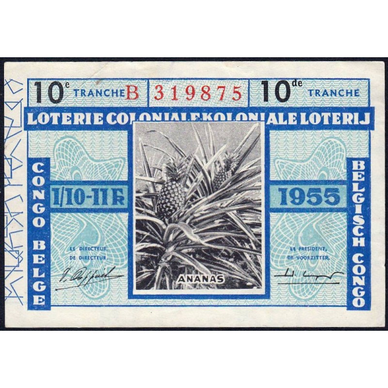 Congo Belge - Loterie - 1955 - 10e tranche - 1/10ème - Etat : TTB+