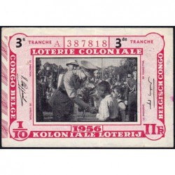 Congo Belge - Loterie - 1956 - 3e tranche - 1/10ème - Etat : TTB