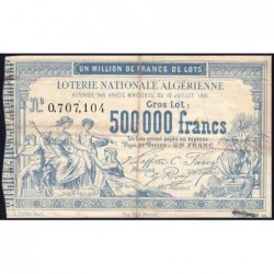 Algérie - Billet de loterie - 1 franc - 19/07/1881 - Etat : TB