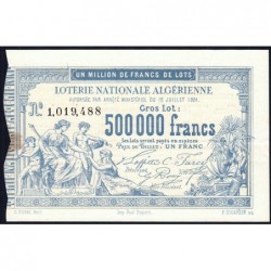 Algérie - Billet de loterie - 1 franc - 19/07/1881 - Etat : TTB+