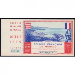 Colonie Française de Monaco - Loterie - 1 franc - 05/03/1970 - Etat : SPL