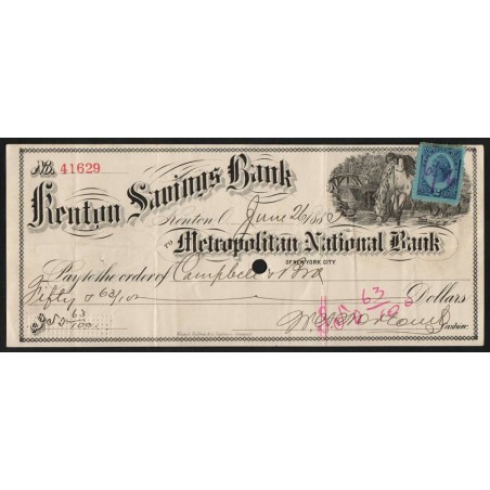 Etats Unis - Chèque - Kenton Savings Bank - 1883 - Etat : SUP