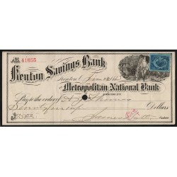 Etats Unis d'Amérique - Chèque - Kenton Savings Bank - 1883 - Etat : SUP