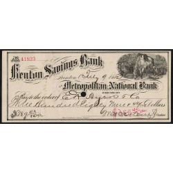 Etats Unis d'Amérique - Chèque - Kenton Savings Bank - 1883 - Etat : SUP